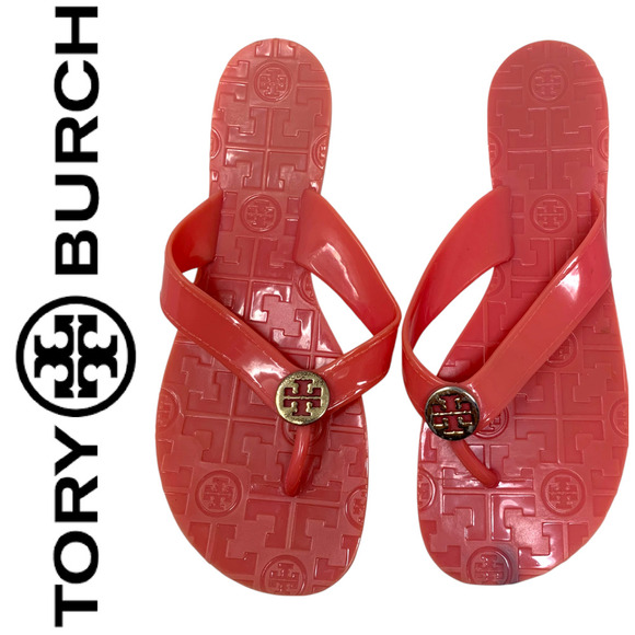 Tory Burch Thora Women's Sz 7 Pink Jelly Thong Rubber Sandals Flip Flops READ - Picture 1 of 6